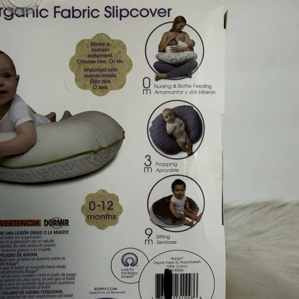 Boppy Nursing Feeding Organic Cotton Support Pillow Slip COVER Rabbits Unisex